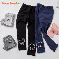 Bear Leader Menoea กางเกงขาสั้นสำหรับเด็กผู้หญิงผอมผ้าฝ้ายกางเกงผ้ายืด Leggins แมวการ์ตูนรูปแบบเด็กวัยหัดเดินเสื้อผ้าเด็ก3-8Y