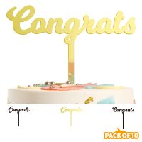 ►◘ PACK of 10 PCS Congrats Acrylic Cake Topper Congratulation Cake Decoration