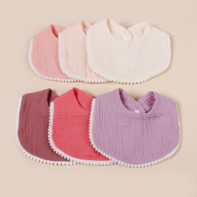 6pcs-set-double-layer-cotton-muslin-baby-bibs-polyester-edge-dorp-shape-saliva-towel-with-button-for-children-kids-burp-cloth