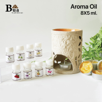 BUA By PHRUKSA SPA น้ำมันหอมระเหย เซ็ต 8x5 มล. (Aroma Oil 8x5 ml.) สำหรับเครื่องพ่นไอน้ำ น้ำหอมอโรม่า เตาอโรม่า ( เฉพาะน้ำหอม ไม่รวมเตาและเทียนทีไลท์ )