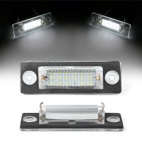 ป้ายทะเบียนรถ LED 2ชิ้นไม่มีข้อผิดพลาดแผ่นเรืองแสงสำหรับ VW Touran กอล์ฟ5แคดดี้3 Jetta MK5 T5 Passat Cimousint SKODA