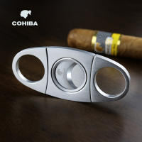 COHIBA Stainless Steel Blade Cigare Cutter Sharp Ciger Cutting Tool Travel Cigaar Scisors Guillotine Pocket Cigarr Puncher Smking Accessories Gift