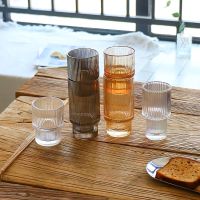 64PCS Glass Cup Coffee Mug Origami Style Transparent Glassware Wine Ice Beer Cup Heat Resistant Drinkware Vintage Smoothie Cups