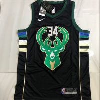 [Spot] new jersey Full Embroidered Jersey NBA Milwaukee Bucks No. 34 Giannis Antetokounmpo Jersey Basketball Jersey Casual Wear Vest Sports Top City Jersey Retro Jersey New Jersey Workout Clothes Training Clothes Performance Clothes