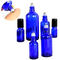 5/10/15/20/30/50/100ml New blue color glass with roller-ball makeup essential oil sub-bottle