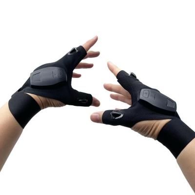 LED Waterproof Flashlight Gloves Cool Stretchy Fingerless Light Gloves Men Camping Accessories Tools Christmas Stocking Stuffers for Men nice