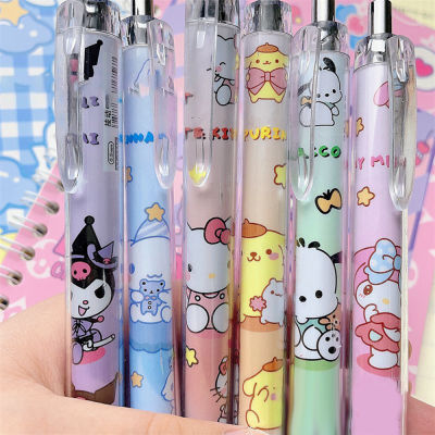 Sanrio Ins ปากกาลูกลื่น0.5มม.,6ชิ้นสไตล์น่ารักสีดำ