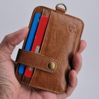 Genuine Leather Credit Card Holder Wallet Short Purse Bank ID Card Case For Men Drivers license Bag Bus Card Pocket Card Holders