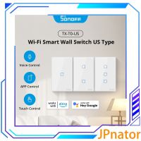 JPnator SONOFF T0ขนาด120 1/2/3แก๊ง TX WiFi สวิตช์อัจฉริยะสัมผัสติดผนังระยะไกลสวิตช์ควบคุมผ่านwifi EWeLink App ทำงานร่วมกับ Alexa Google Home