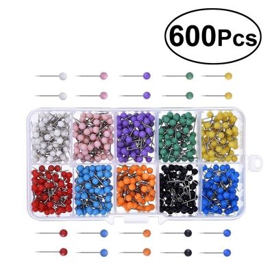 ♛◄◇ 600pcs Multi-color Push Round Head Map Tacks for Maps Calendar Whiteboard Fabric Making Safety Colored Thumbtack Office School