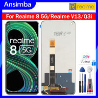 Ansimba หน้าจอ LCD IPS ของแท้6.5นิ้วสำหรับ Realme 8 5กรัม/Realme V13/Realme Q3i แอลซีดีจอแสดงผลดิจิตอลแผงหน้าจอสัมผัส Realme 8 5กรัม V13 Realme Q3i หน้าจอ LCD RMX3241