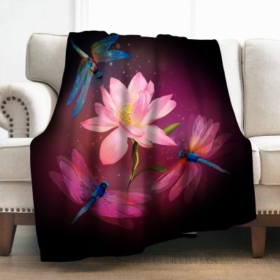 （in stock）Dragonfly color Mandala blanket, soft and warm blanket, light weight, black gift blanket, suitable for girls, dragonfly flower（Can send pictures for customization）