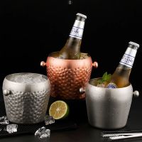 Golden color Stainless Steel Bar Ice Bucket Two Handles Champagne Bucket Spit Barrel Container Ktv Club Bar rack