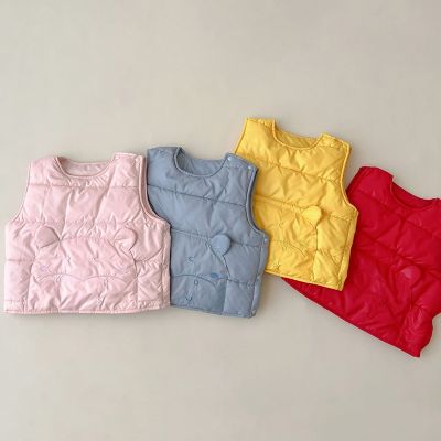 （Good baby store） LZH Toddler Baby Boy Girl Cotton Warm Vest 2022 New Spring Autumn Outerwear Children Coat Kids All Match Solid Sleeveless Jacket