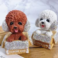 Diamond Crystal Cute Dog Car Ornaments Auto Interior Decorations Doll Toys Rhinestones Ornament Place In The Car Auto Accessorie