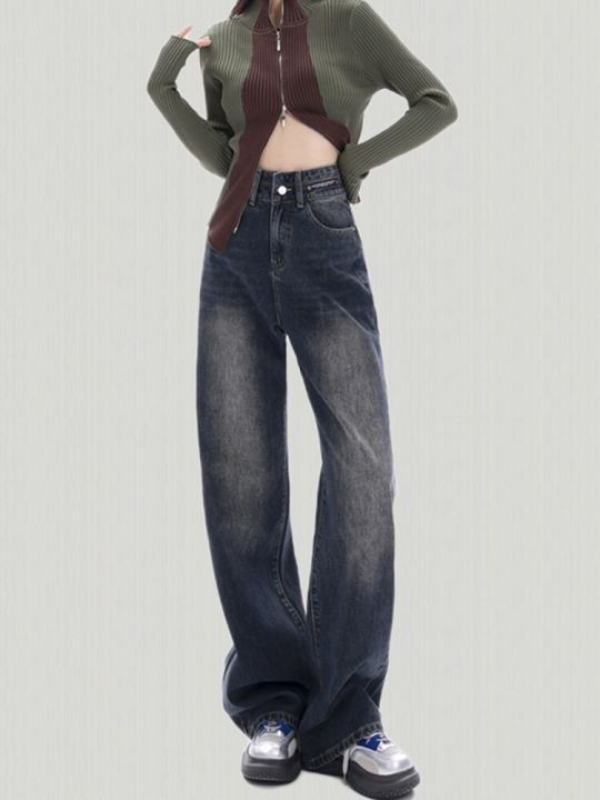 กางเกงยีนส์ทรงหลวมสำหรับผู้หญิงกางเกงยีนส์วินเทจผู้หญิงเอวสูง-y2k-สตรีทแวร์ผ้าเดนิม-mode-korea-เสื้อผ้าสตรีท