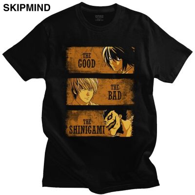 Classic Anime Death Note T Shirt Men Cotton Tshirt Short Sleeve Manga Light Yagami L Shinigami Ryuk Tee Fitted Clothing