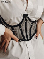 WannaThis Belts for Women Lace up Wide Belt Mesh Elegant Women Metal Chain Straps Female Stretchy Wide Belt Ladies Asymmetry