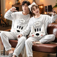 2021Winter Couples Pajamas Set Cute Animal Flannel For Women pijamas Men Plush Sleepwear Pyjamas Suit Home Clothing sleep