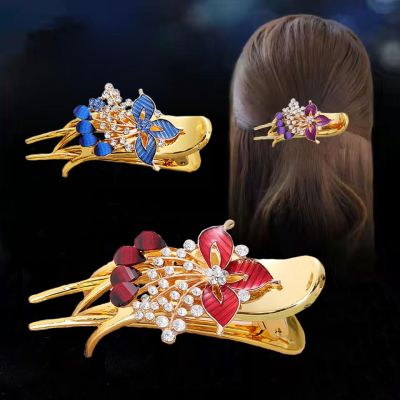Korean version of all-match clover diamond crystal ponytail clip hair accessories
