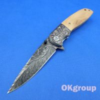 OKgroup CM004 CHONGMING Knife รุ่นCM77 เลเซอร์ลวดลายสวยงามมาก มีดพกพา มีดเดินป่า มีดสวยงาม มีดแคมป์ปิ้ง