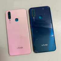 สีฟ้า/สีชมพู/สีแดง/สีม่วง6.4 สำหรับ Vivo Y15 2019 / Vivo Y12 2019ฝาหลังกล่องครอบฝาหลังอะไหล่เลนส์กระจกด้านหลัง