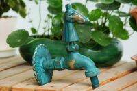 Vidric Outdoor Decorativ Garden Faucet Animal Shape Bibcock GreenAntique Brass Tap Washing MopGarden Watering Animal Faucet