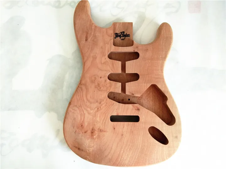 6 Strings Single Wave Electric Guitar Body Replacement,Maple Veneer