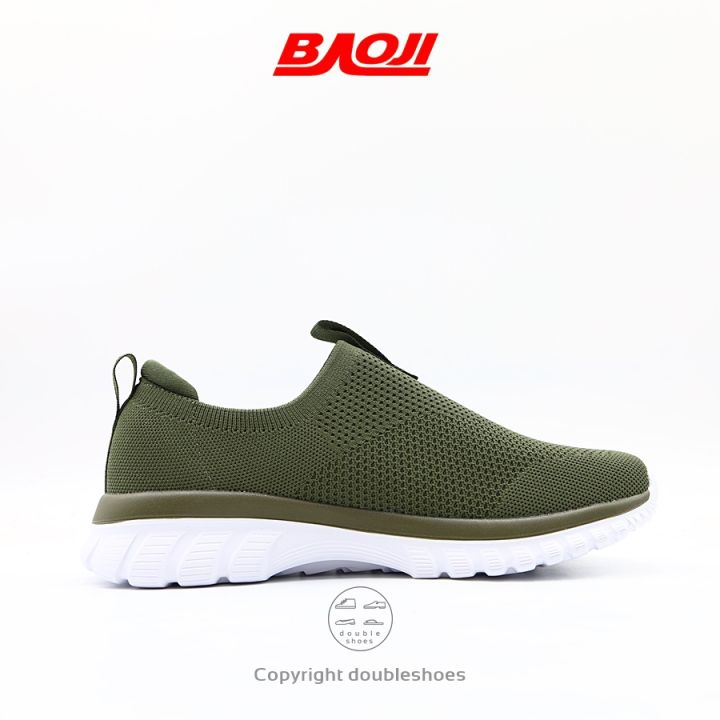 baoji-รองเท้าวิ่ง-รองเท้าผ้าใบชาย-สลิปออน-รุ่น-bjm650-สีดำล้วน-กากี-ดำขาว-กรม-ไซส์-41-45