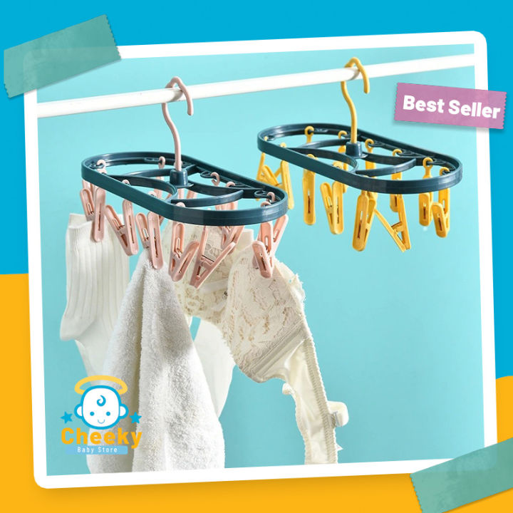 Baby hanger Plastic Laundry Hanger with Clips, Foldable Clip