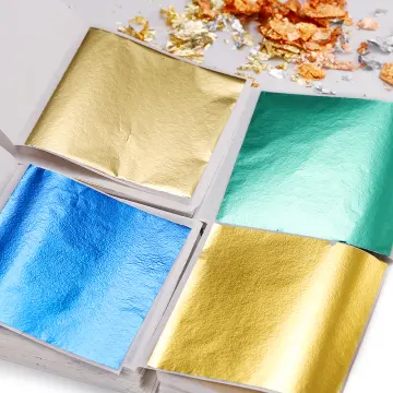 100 Pcs Gold Leaf Sheets Foil Paper for Arts Slime DIY Gilding