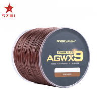 SZWL TRADE ANGRYFISH Diominate X9 PE 9 Strands ถักเปีย500M/547yds ตกปลาแข็งแรงมากสาย15LB-100LB สีน้ำตาล