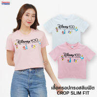 Disney 100 Years Of Wonder Women Crop slim T-Shirt  - เสื้อครอปเสื้อครอปทรงสลิมฟิต ดิสนีย์ 100 ปี สินค้าลิขสิทธ์แท้100% characters studio