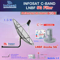 Thaisat C-Band 1.5M (ขางอยึดติดผนัง 100 cm.) + infosat LNB C-Band 5G 1จุดอิสระ รุ่น C1+ (ป้องกันสัญญาณ 5G รบกวน)