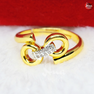 F26 แหวนเพชรคล้องคู่ แหวนปรับขนาดได้ แหวนเพชร แหวนทอง ทองโคลนนิ่ง ทองไมครอน ทองหุ้ม ทองเหลืองชุบทอง ทองชุบ แหวนผู้หญิง
