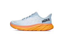 HOKA ONE Clifton 8 Grey สีส้มสีกากีนุ่มดูดซับแรงกระแทกพื้นร้องเท้ารองเท้าผ้าใบเด็กผู้หญิงผู้หญิง