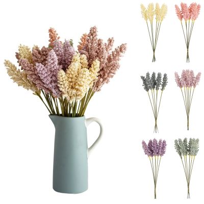 6Pcs Lavender Wheat Ears Artificial Flowers Simulation Corn Ears Home Decor Fake Flowers Foam Plants Wedding Decor Accessories