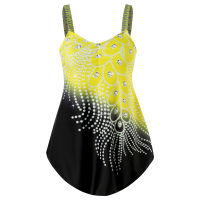 5 Colors Swimsuit for Women Tummy Control Swimwear Female Swimdress Printed One-piece Swim Suit Plus Large Size Bathing Suits