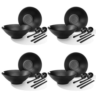 8 Sets Salad Bowls,Ramen Soup Bowls,Mixing Bowls Dishware Set (with Chopsticks&amp;Spoon),Home Kitchen Cereal Bowls