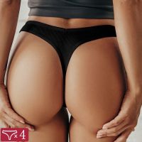 【jw】☢ FINETOO-Tangas de algodão para mulheres cintura V fio dental cor sólida calcinha listrada roupa íntima feminina lingerie íntima sexy conjunto 4 peças