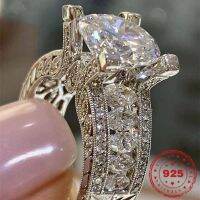 {Zhongornaments} HOYON เครื่องประดับ925เงินสเตอร์ลิงเครื่องประดับแหวนสไตล์ Moissanite ธรรมชาติเซอร์โคเนีย Anillos ตั้งค่าความตึงเครียดแหวนพลอยสี่เหลี่ยม