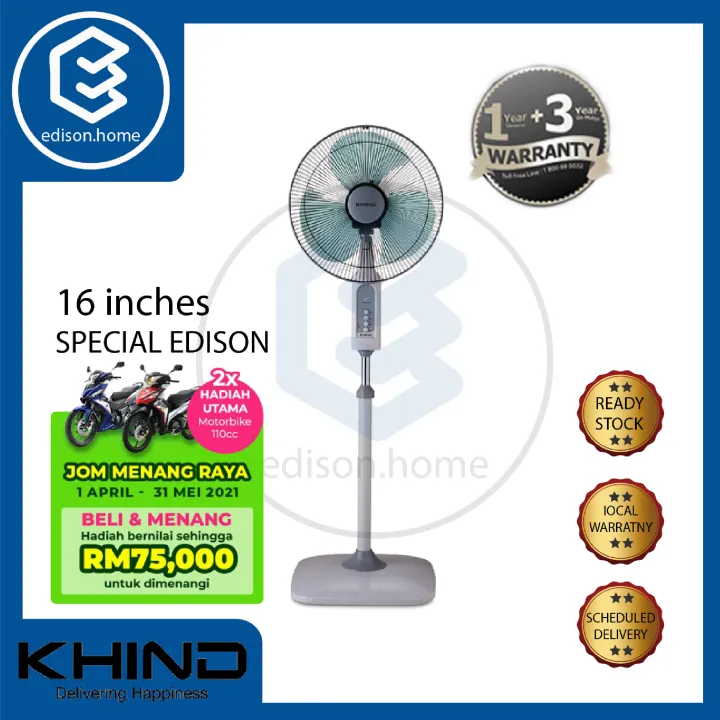 KHIND STAND FAN SF1682SE 16 MADE IN MALAYSIA 1 YEAR WARRANTY SF1682 SE