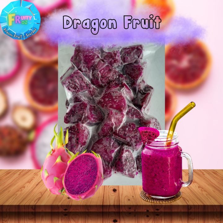 [1KG] Frozen Dragon Fruit Chunk Pulp Puree / Isi Puri Buah Naga Sejuk