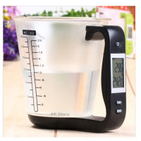 เครื่องชั่งน้ำหนักดิจิตอลแบบถ้วยตวง600ML 1kg/1g Multi-function LCD Digital Kitchen Scale With Removable Measuring Cup Function-Black