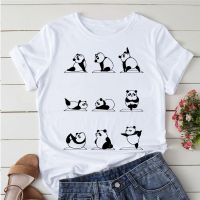 【New】ฤดูร้อนเสื้อการ์ตูนเสื้อยืดผู้หญิง Kawaii Panda โยคะพิมพ์ผู้หญิงน่ารัก Tee-เสื้อแขนสั้น Tee สุภาพสตรีเสื้อยืด