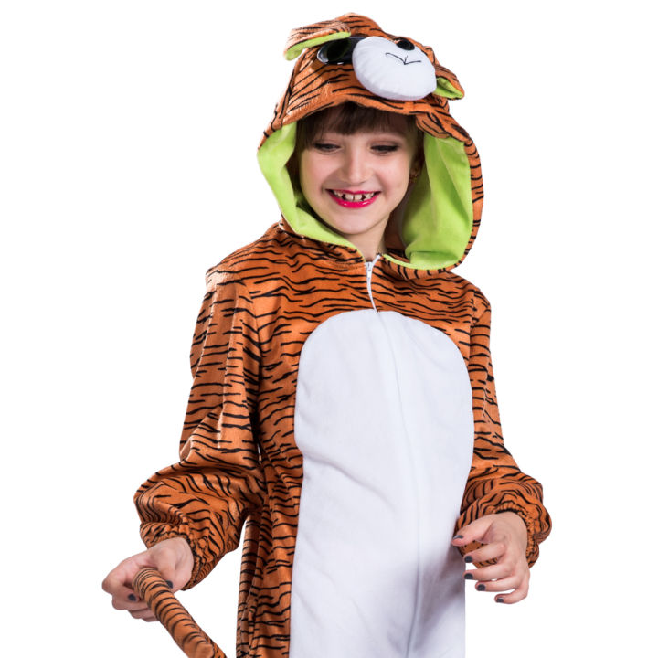 3-12t-เด็กชุดสัตว์ลายเสือลายเสือคอสเพลย์ฮาโลวีนเครื่องแต่งกายชายหญิงงานรื่นเริงชุดแฟนซี