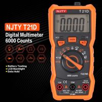 Digital Multimeter T21D DC/AC Voltage Current Meter Handheld Ammeter Ohm Diode NCV Tester LCD Backlight 6000 Counts Multitester Electrical Trade Tools