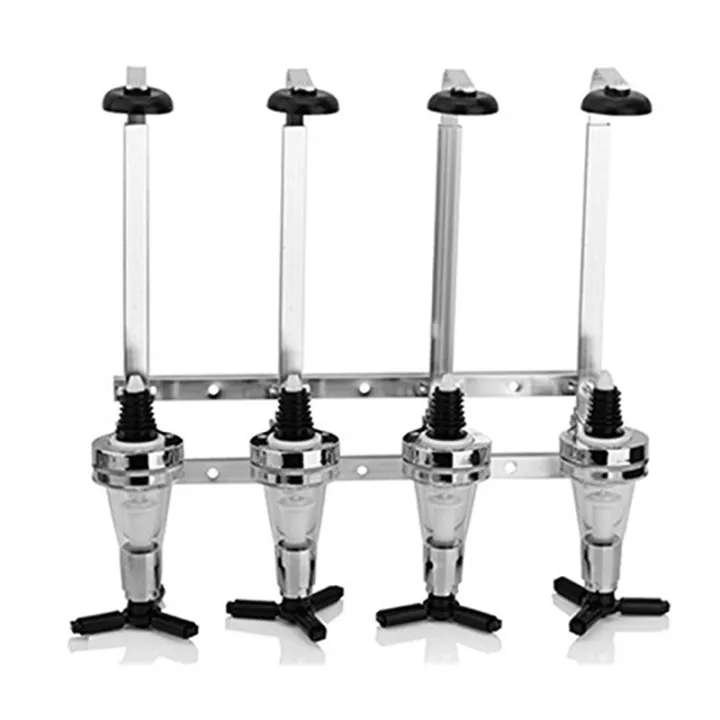 Wall Mounted Bar Bottle Holder and Dispenser for 4 Bottle Liquor/Wine