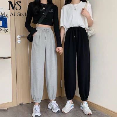 La mode กางเกง ผู้หญิง กางเกง ผญ กางเกงขายาว กางเกงขายาวผญ เกาหลี ชีฟอง เอวสูง ใส่สบายๆ กางเกงผ้าวูลเวฟ 28Z22071503