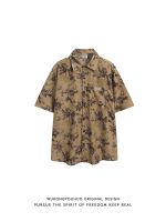 American retro niche design short-sleeved shirt mens tide brand loose bf style all-match half-sleeved shirt 【BYUE】